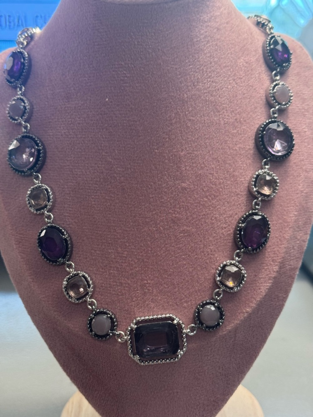 INC International Concepts Silver-Tone Purple Multi-Gem Necklace